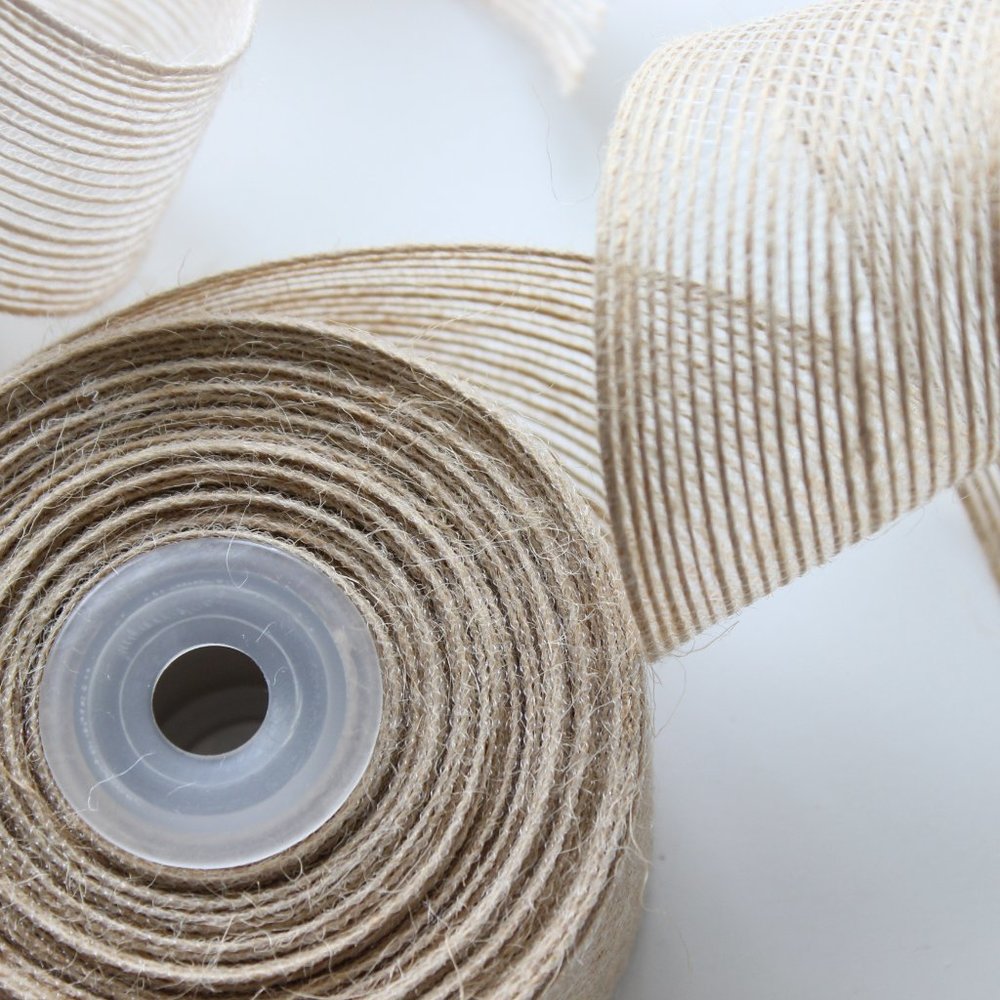 1.5" Burlap Jute Ribbon Natural or Ivory - Picture 4 of 10